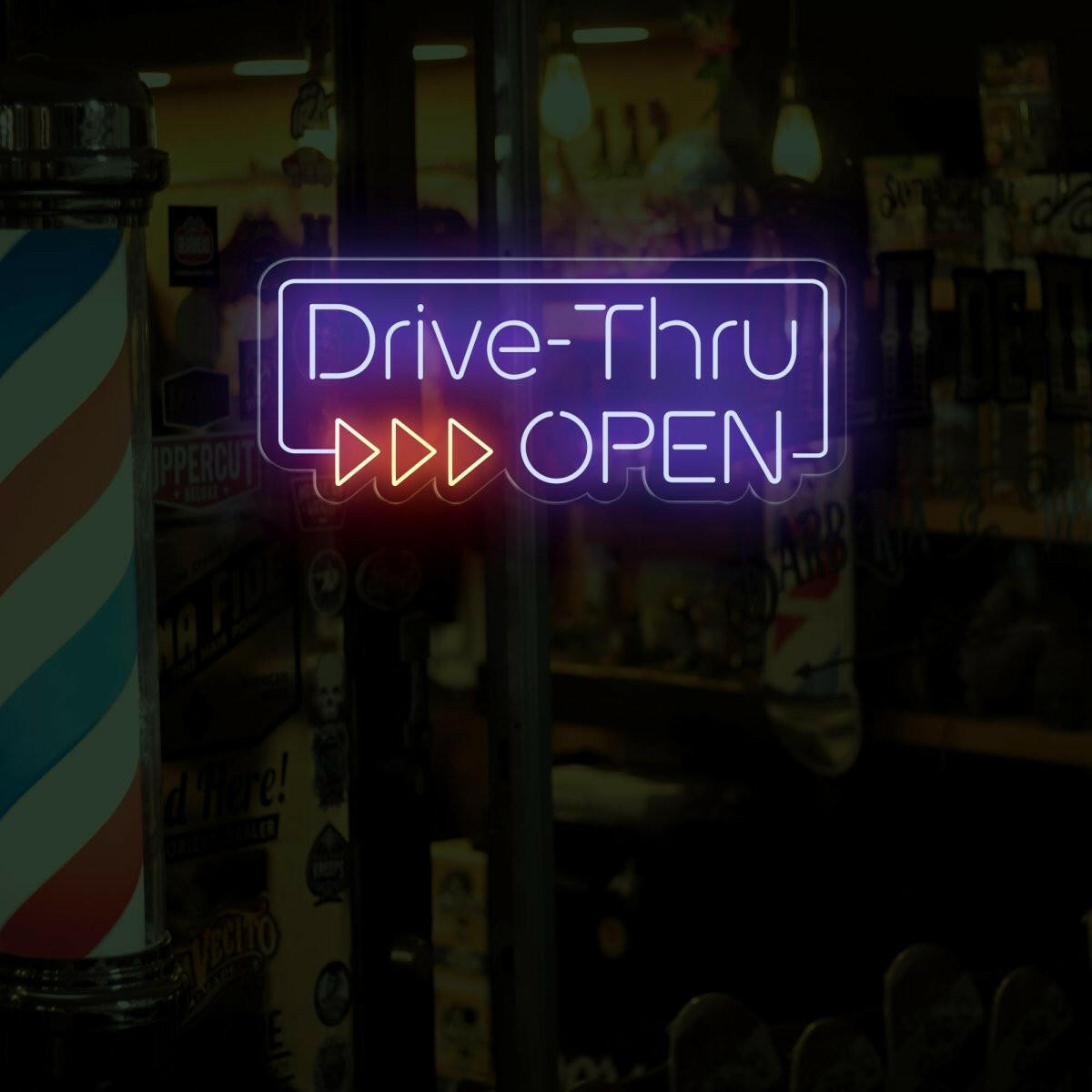 Drive Thru Open Neon Sign | LED Business Signage - NEONXPERT