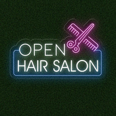 Hair Salon Open LED Neon Sign | Outdoor Business Signage - NEONXPERT