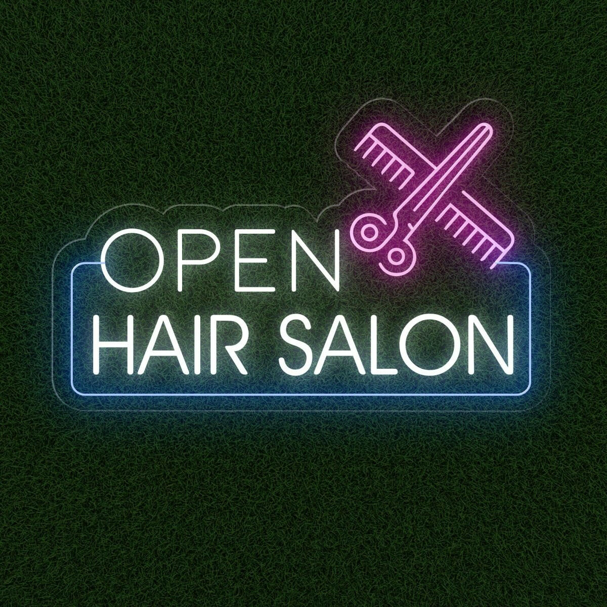 Hair Salon Open LED Neon Sign | Outdoor Business Signage - NEONXPERT