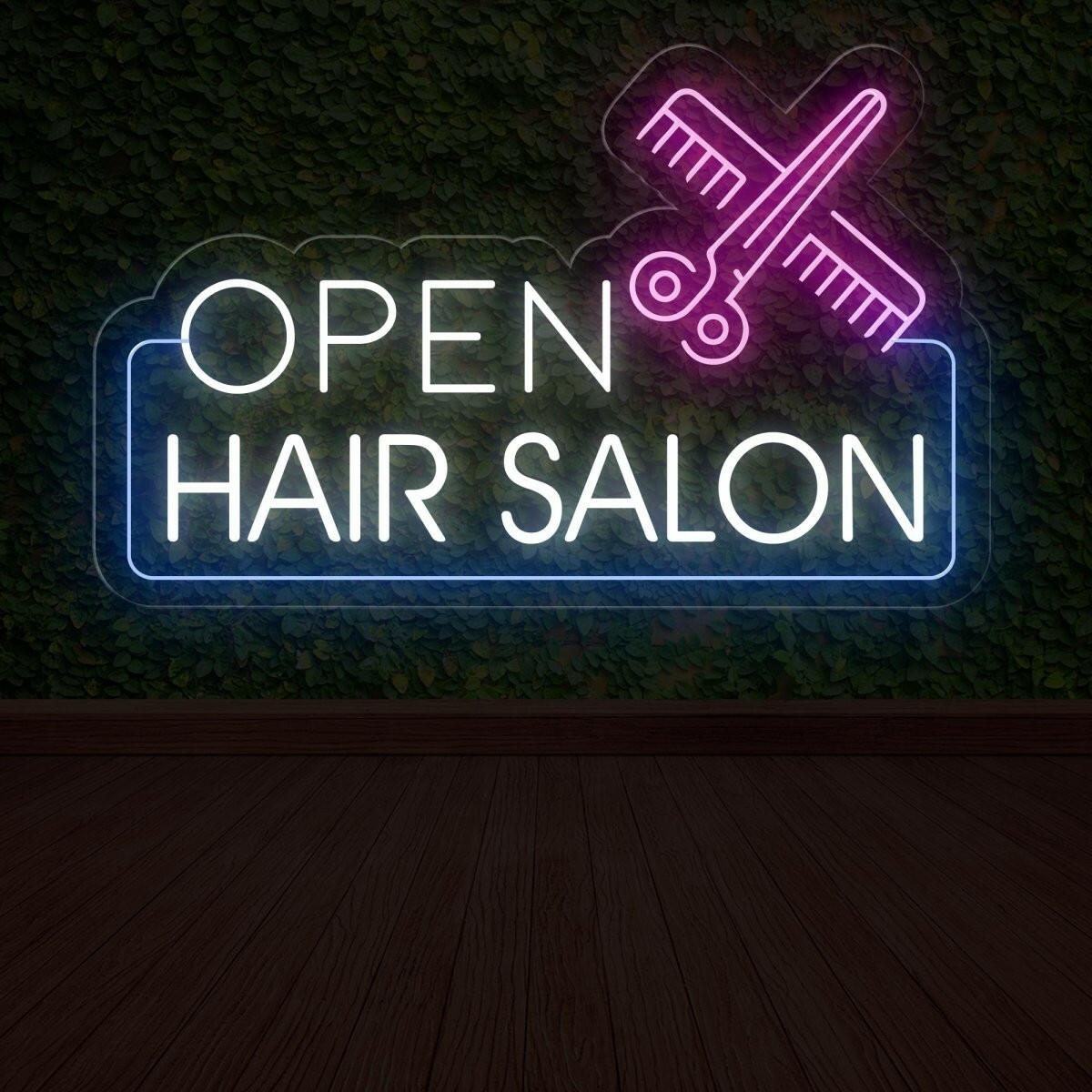 Hair Salon Open LED Neon Sign | Outdoor Business Signage - NEONXPERT