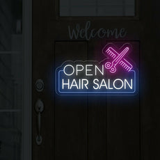Hair Salon Open LED Neon Sign | Outdoor Business Signage - NEONXPERT