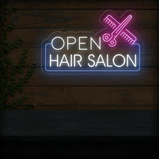 Hair Salon Open LED Neon Sign | Outdoor Business Signage - NEONXPERT
