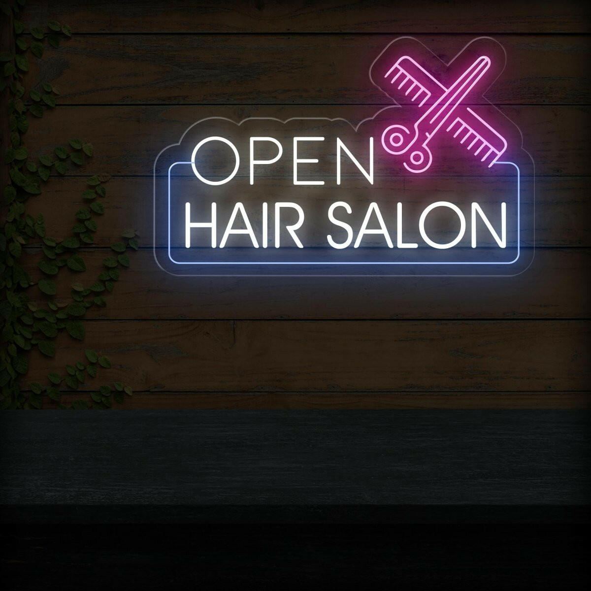Hair Salon Open LED Neon Sign | Outdoor Business Signage - NEONXPERT