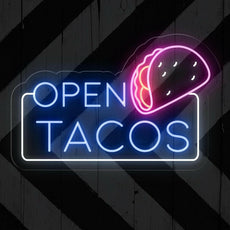 Open Tacos Neon Sign | Irresistible Illumination for Your Taco Spot - NEONXPERT