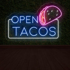 Open Tacos Neon Sign | Irresistible Illumination for Your Taco Spot - NEONXPERT