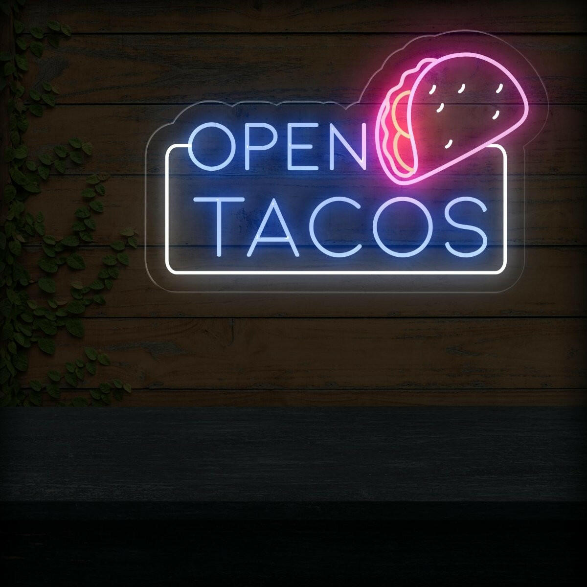 Open Tacos Neon Sign | Irresistible Illumination for Your Taco Spot - NEONXPERT