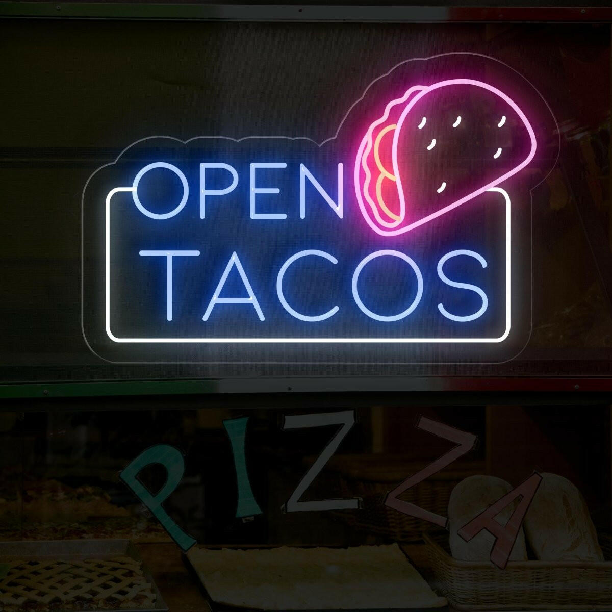 Open Tacos Neon Sign | Irresistible Illumination for Your Taco Spot - NEONXPERT