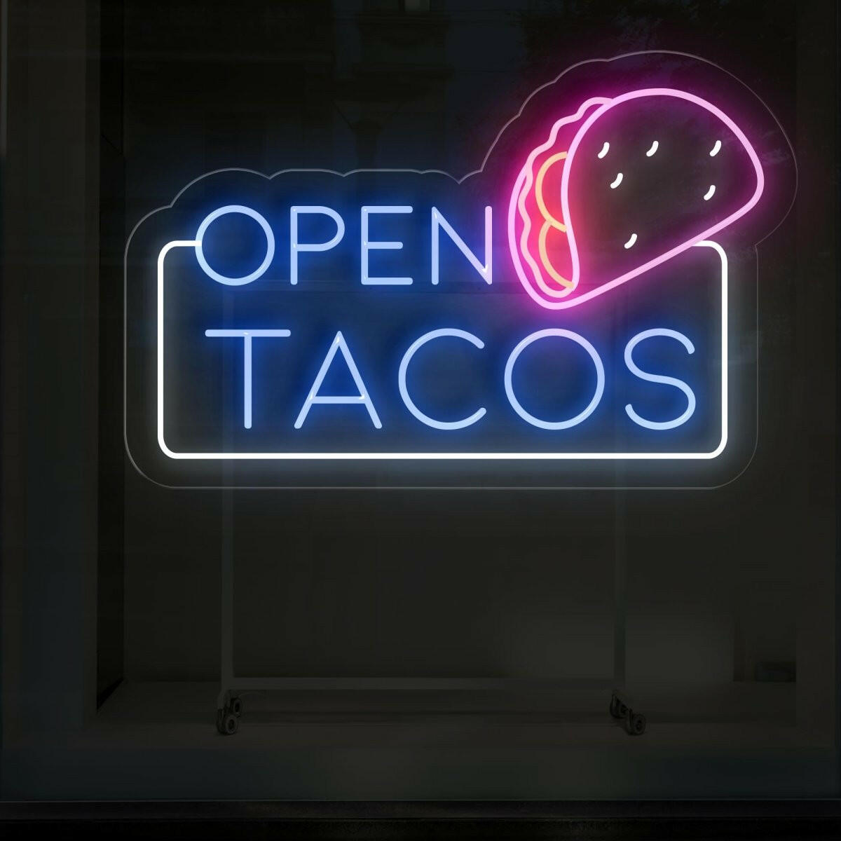 Open Tacos Neon Sign | Irresistible Illumination for Your Taco Spot - NEONXPERT
