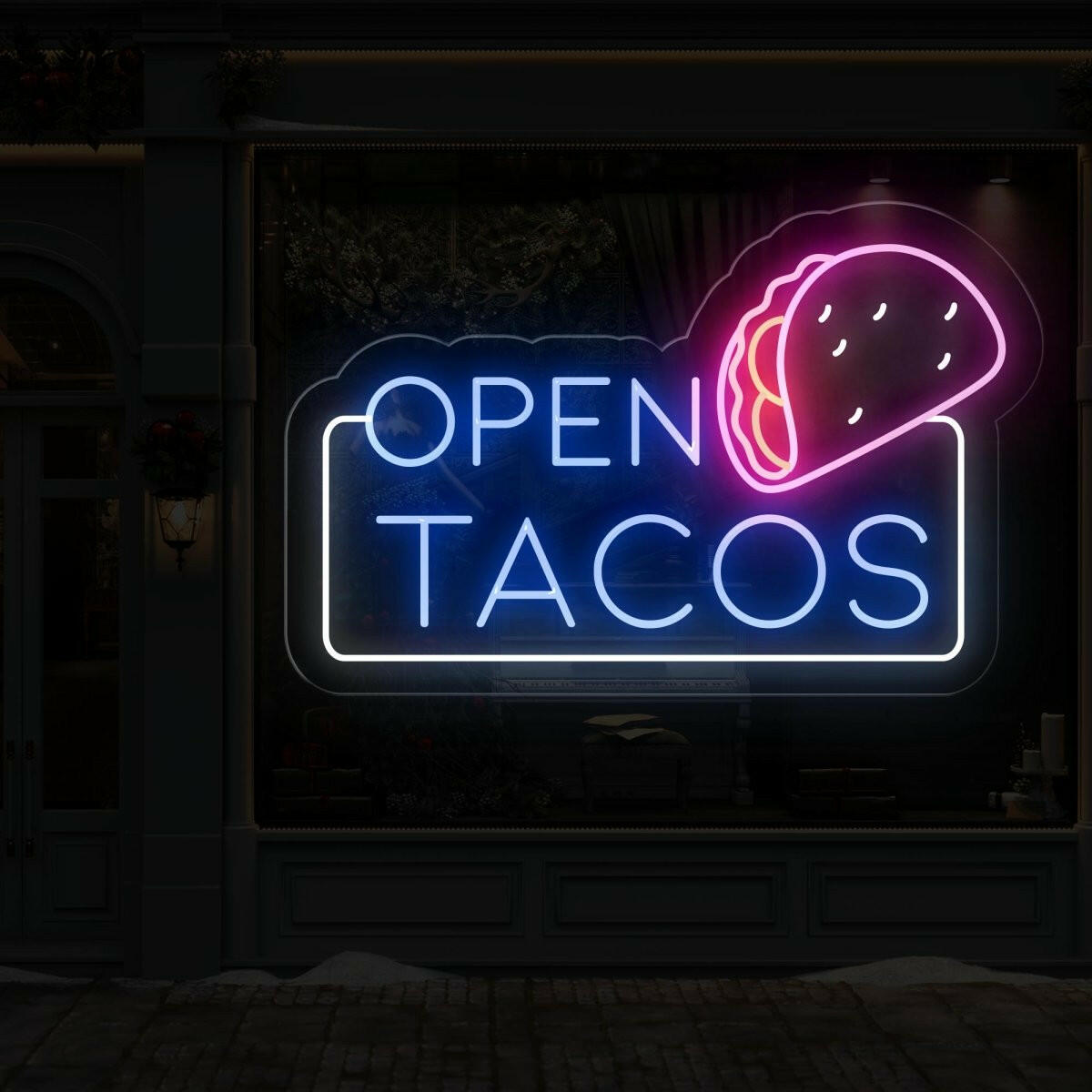 Open Tacos Neon Sign | Irresistible Illumination for Your Taco Spot - NEONXPERT