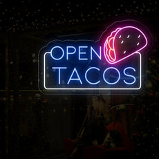 Open Tacos Neon Sign | Irresistible Illumination for Your Taco Spot - NEONXPERT