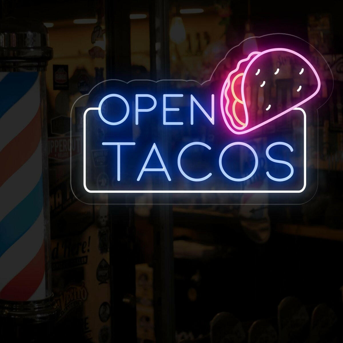 Open Tacos Neon Sign | Irresistible Illumination for Your Taco Spot - NEONXPERT