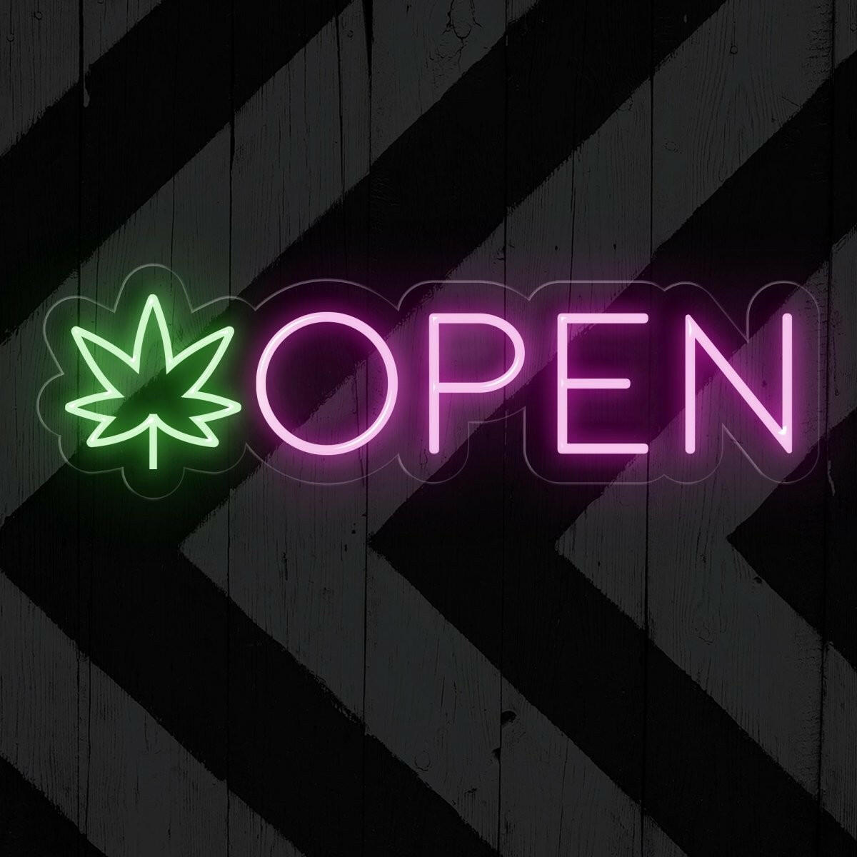 Open Weed Neon Sign | Elevate Your Space with Cannabis Signage - NEONXPERT